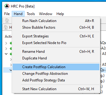 Create Postflop Calculation