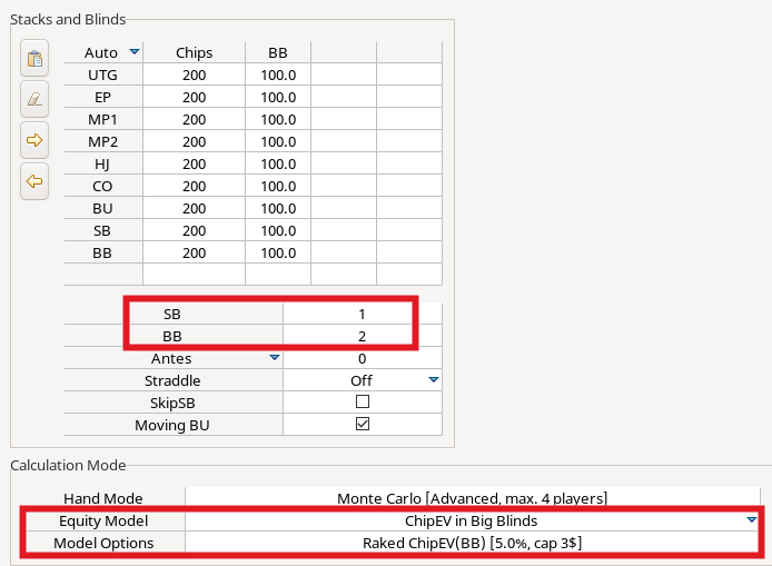 Example configuration for raked NL200