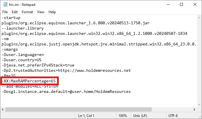 Screenshot of hrc.ini