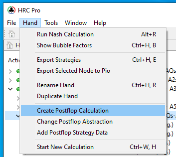 Create Postflop Calculation