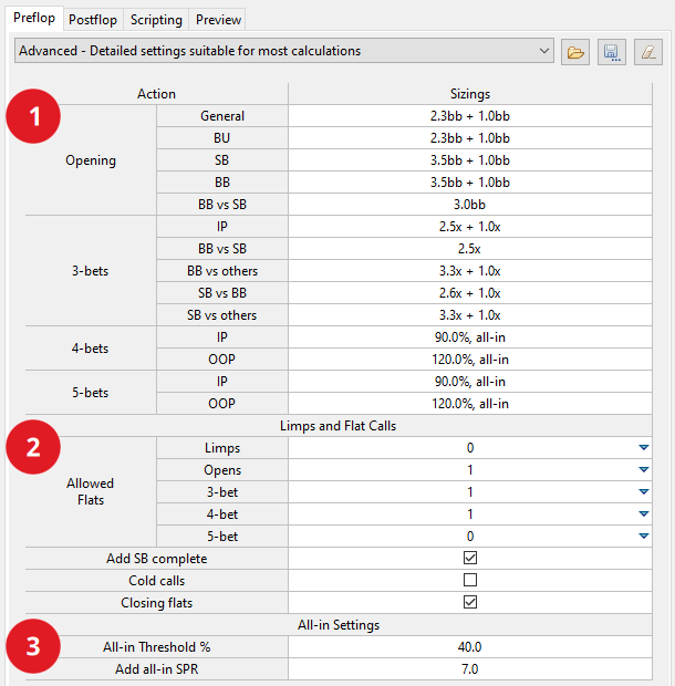 General preflop settings