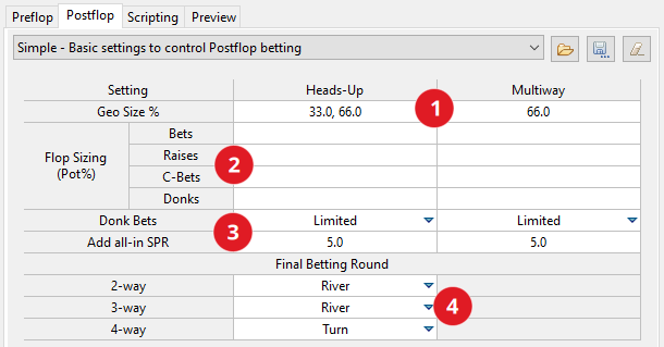 Simple postflop configuration