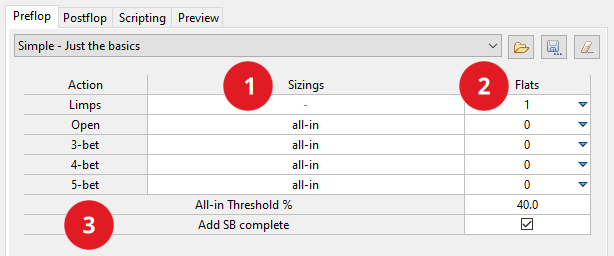 Simple preflop settings